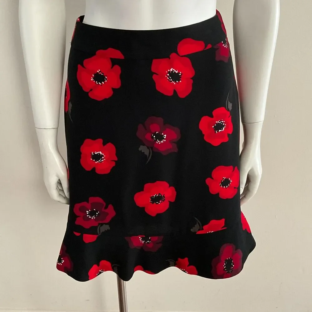 Kate Spade Poppy Ruffle Crepe Tiered Mini Skirt Black 0